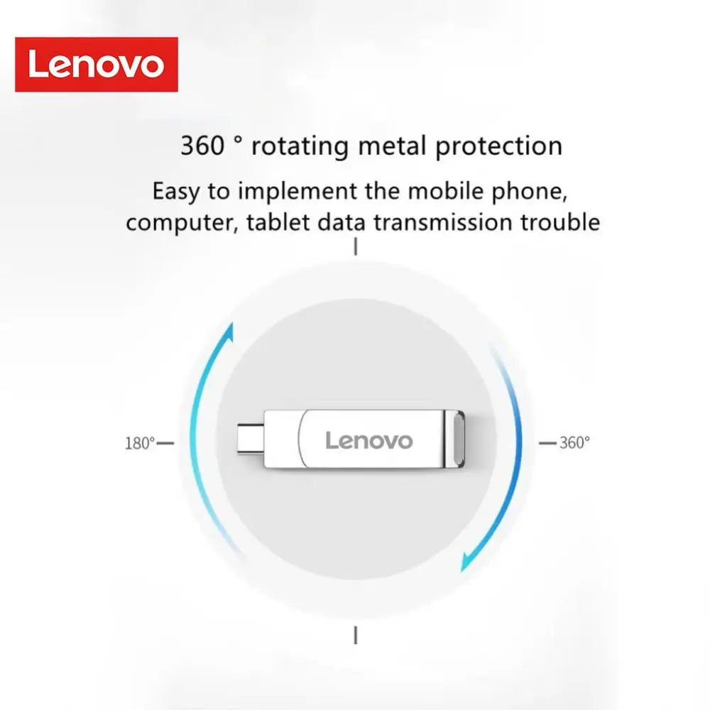 Lenovo 1TB/2TB USB3.0 Flash Drive 512GB 256GB Type-c 2 In 1 High Speed Pendrive 128GB Storage Device U Stick for Table PC Laptop