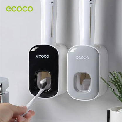 ECOCO Waterproof Toothpaste Squeezer Automatic Toothpaste Dispenser Wall Mount Bathroom Bathroom Accessories Toothbrush Holder