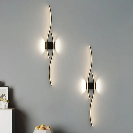 LED Wall Lamp Modern Strip Black White Gold Decorative Light For Bedroom  Living Room Home Indoor Background Simple Wall Sconces