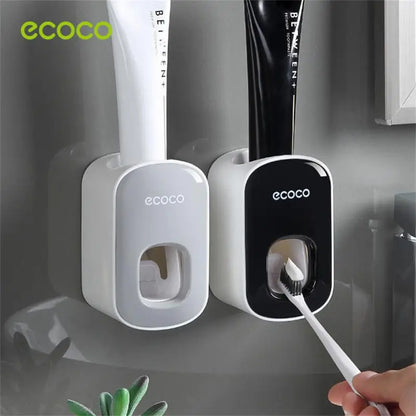 ECOCO Waterproof Toothpaste Squeezer Automatic Toothpaste Dispenser Wall Mount Bathroom Bathroom Accessories Toothbrush Holder