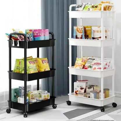 Bookshelf Storage Trolley Mobile Kitchen Organizer Cart With Wheels Multi-Layer Bathroom Shelves Household Snacks Storage Rack