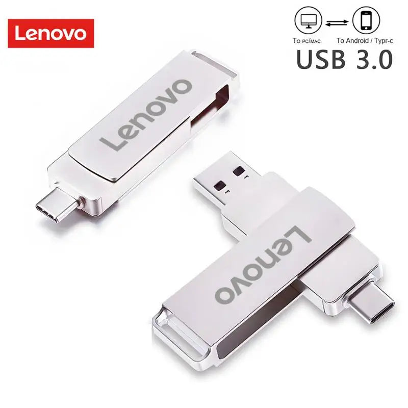 Lenovo 1TB/2TB USB3.0 Flash Drive 512GB 256GB Type-c 2 In 1 High Speed Pendrive 128GB Storage Device U Stick for Table PC Laptop