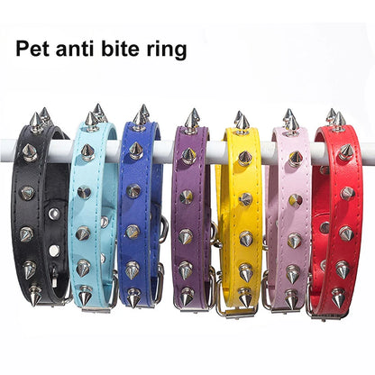 Cool Cat Dog Collar Leather Spiked Studded Collars For Small Medium Colorful Pets Necklace Dogs Cats Neck Strap Pet Products