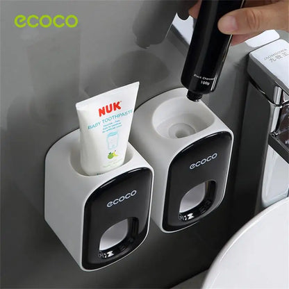 ECOCO Waterproof Toothpaste Squeezer Automatic Toothpaste Dispenser Wall Mount Bathroom Bathroom Accessories Toothbrush Holder