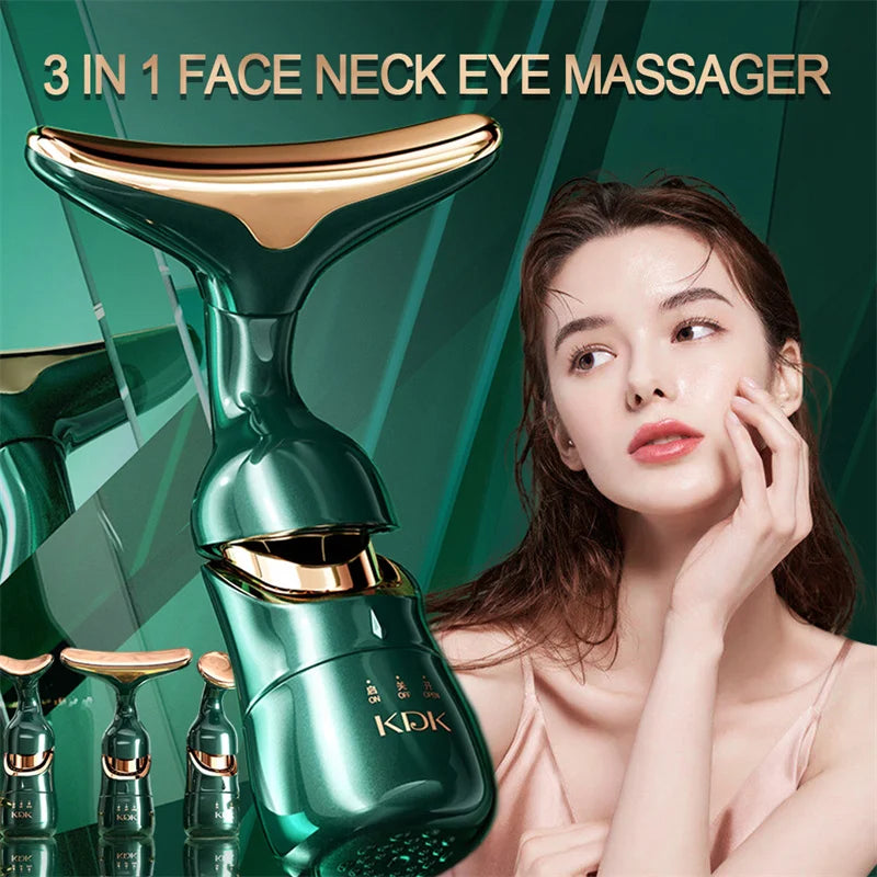 3 IN 1 Neck Facial Lifting Massager Device Microcurrent Photon Therapy Vibration Face Anti Wrinkles Tightening Skin Care Tools