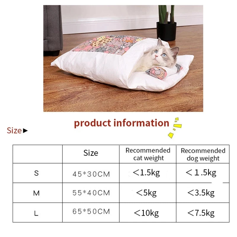 Kawaii Removable Cats Bed House Home Supplies Products for Adult Cats Large Pet Dog Bed Cat's House Cave Comfortable  Food Cute