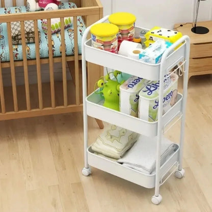 Bookshelf Storage Trolley Mobile Kitchen Organizer Cart With Wheels Multi-Layer Bathroom Shelves Household Snacks Storage Rack